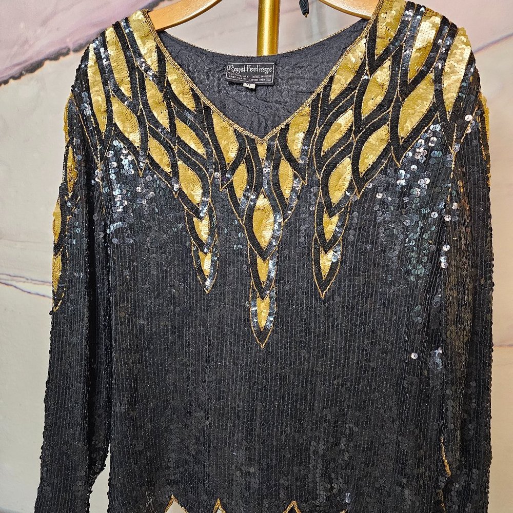 Vintage Silk Royal Feelings Sequin Top